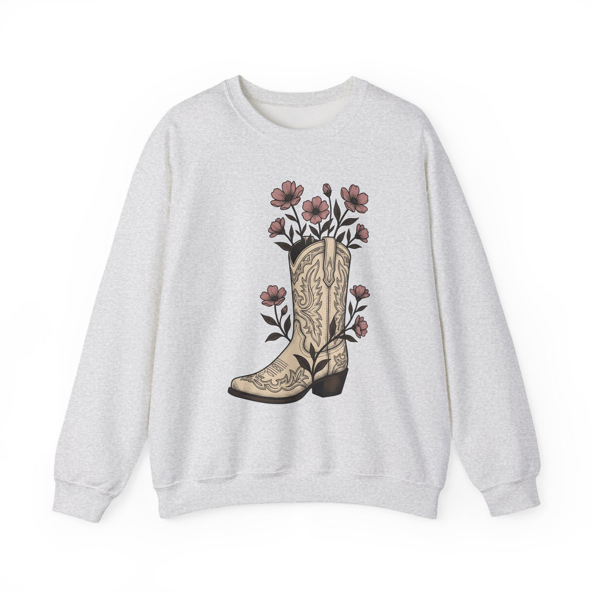 Leather Boot Sweatshirt Moms Ranch Gift Women Southwestern Sweatshirt Boot Sweatshirt Mom Enthusiast Western Sweatshirt Farmhouse Graphic Sketch Bouquet Sweatshirt