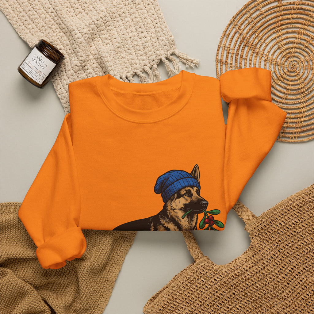 German Shepherd Puppy Sweatshirt Dog Holidays Gift Women Hand Drawn Sweatshirt Alsatian Sweatshirt Dog Fan Illustrated Graphic Sweatshirt Line Art Festive