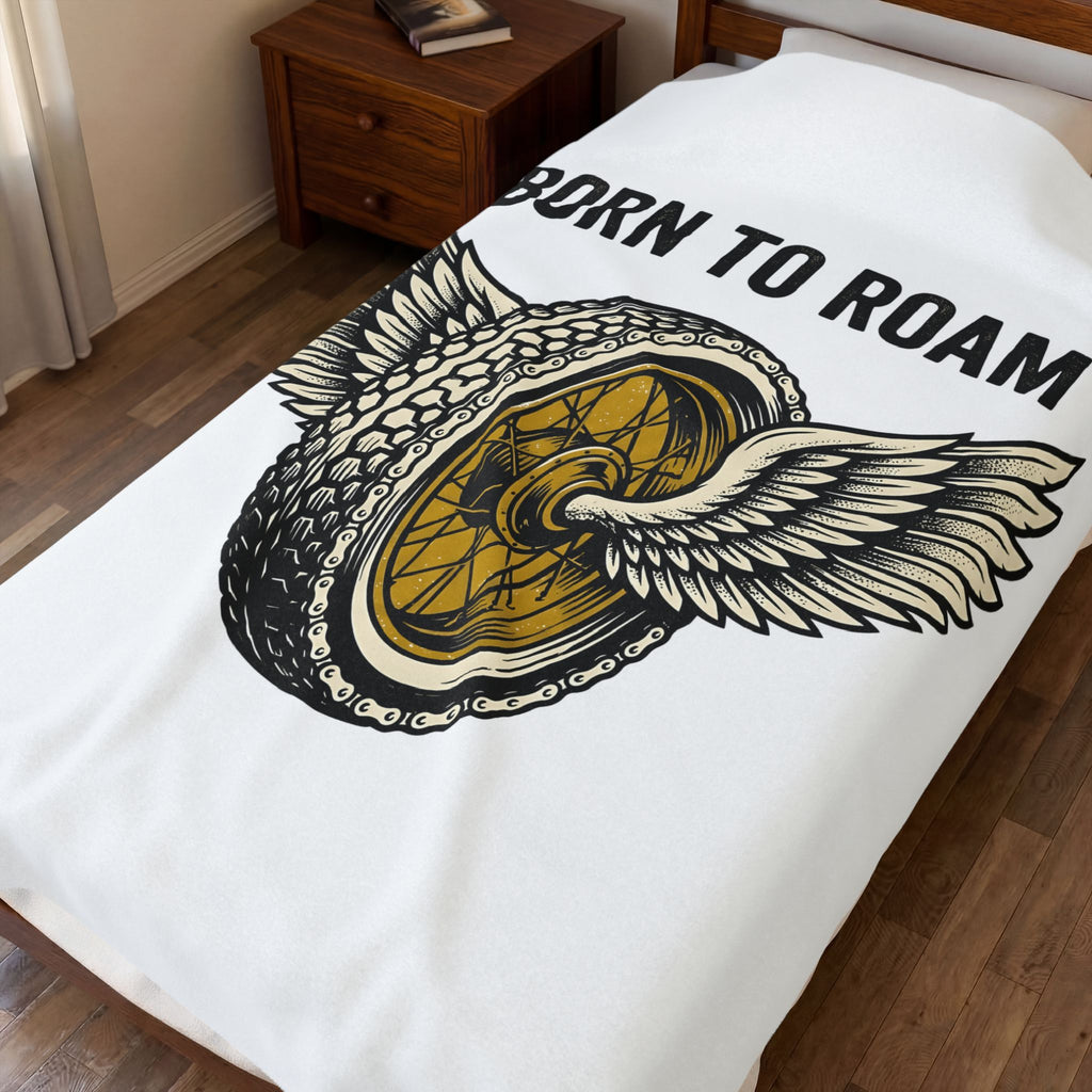 Flying Bike Tire Blanket Motorcycle Travel Gift Women Classic Blanket Wheel Blanket Biker Enthusiast Vintage Blanket Adventure Graphic Old School