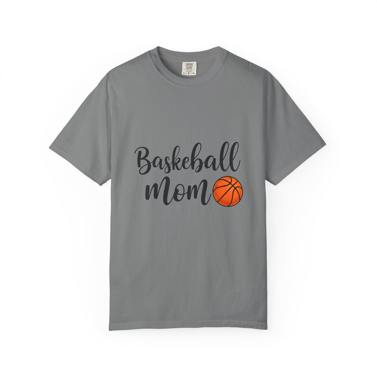 Basketball Graphic T-Shirt Moms Sports Gift Women Script T-Shirt Hoop T-Shirt Mom Fan Calligraphy T-Shirt Athlete Graphic Modern Sports Ball T-Shirt