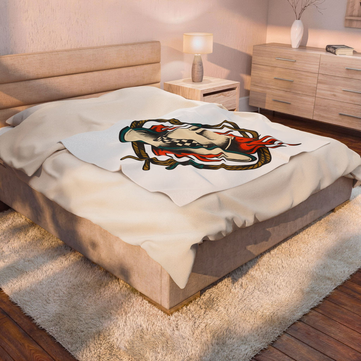 Cowboy Hat Blanket Cowgirl Western Gift Women Tattoo Art Blanket Stetson Blanket Rodeo Fan Tattooed Blanket Country Graphic Vintage Flames Blanket