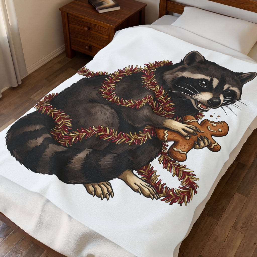 Raccoon Graphic Blanket Christmas Animal Gift Women Cute Blanket Trash Panda Blanket Xmas Fan Wildlife Graphic Illustration Hand Drawn Gingerbread