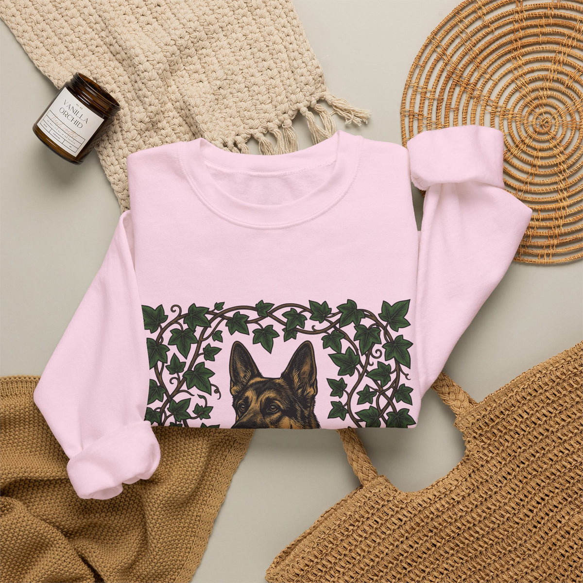 German Shepherd Dog Sweatshirt Dog Outdoors Gift Women Realistic Sweatshirt Alsatian Sweatshirt Dog Fan Shepherd Graphic Sweatshirt Retro Vine Sweatshirt