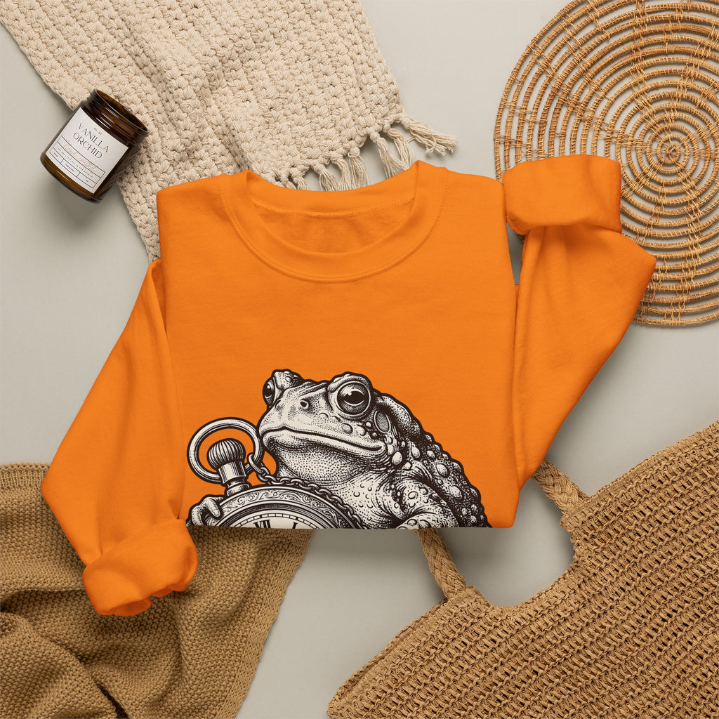 Toad Pocket Watch Sweatshirt Funny Animal Gift Women Vintage Sweatshirt Pocket Watch Sweatshirt Humor Fan Retro Sweatshirt Wildlife Graphic Hand Drawn Chain