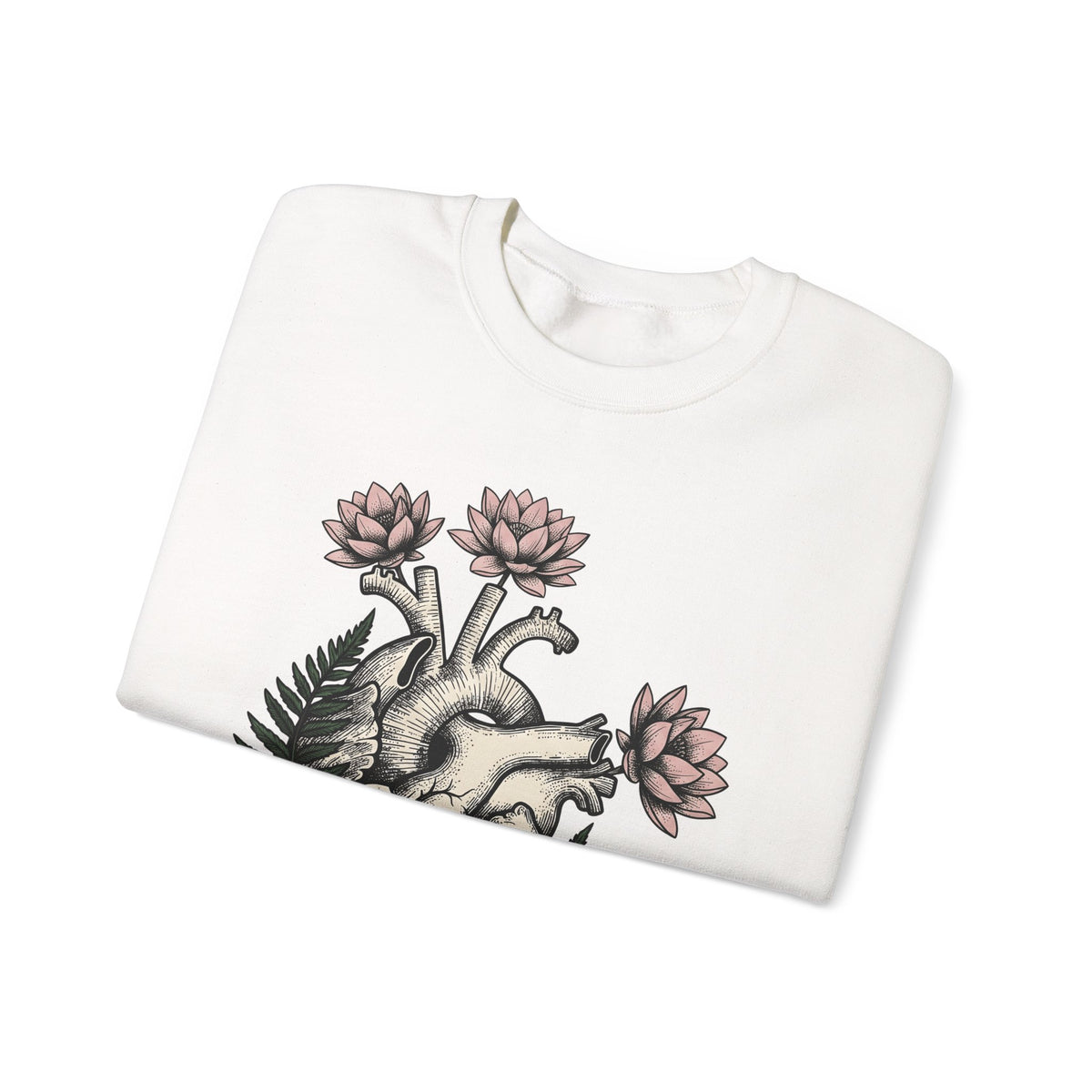 Heart Bloom Sweatshirt Boho Chic Environment Gift Women Natural Sweatshirt Flower Sweatshirt Bohemian Fan Organic Graphic Illustration Sketch Foliage