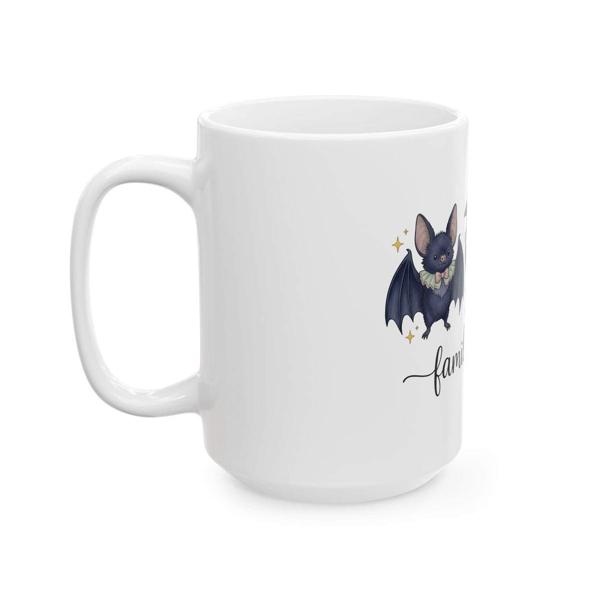 Bat Crow Cat Mug Halloween Witch Gift Women Cute Mug Animal Mug Spooky Fan Cartoon Mug Magical Graphic Hand