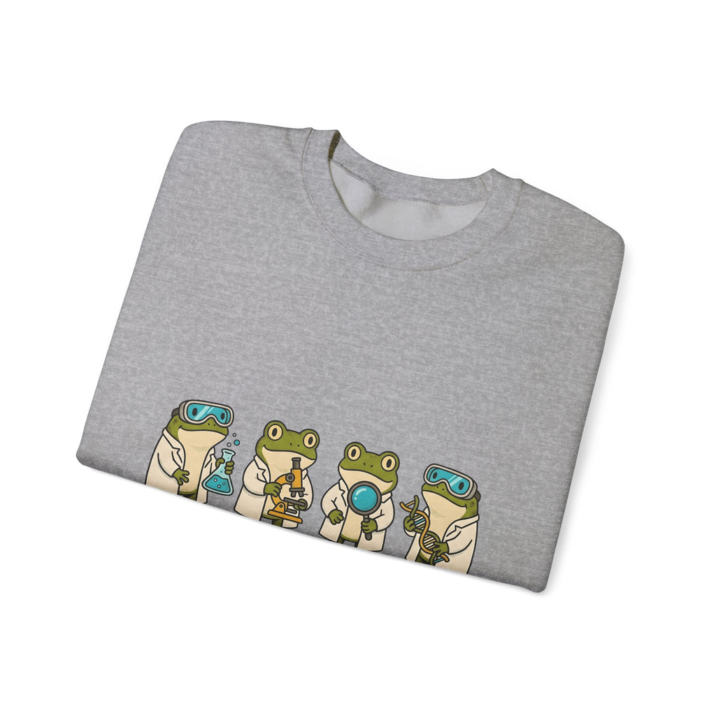 Frog Scientist Sweatshirt Teachers Science Gift Women Cartoon Sweatshirt Toad Sweatshirt Educator Enthusiast Comic Sweatshirt Scientific Graphic Hand Drawn Lab
