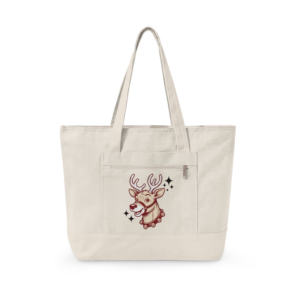 Reindeer Head Tote Bag Christmas Wildlife Gift Women Antique Tote Bag Caribou Tote Bag Xmas Fan Reindeer Graphic Tote Bag Classic Jingles Tote Bag