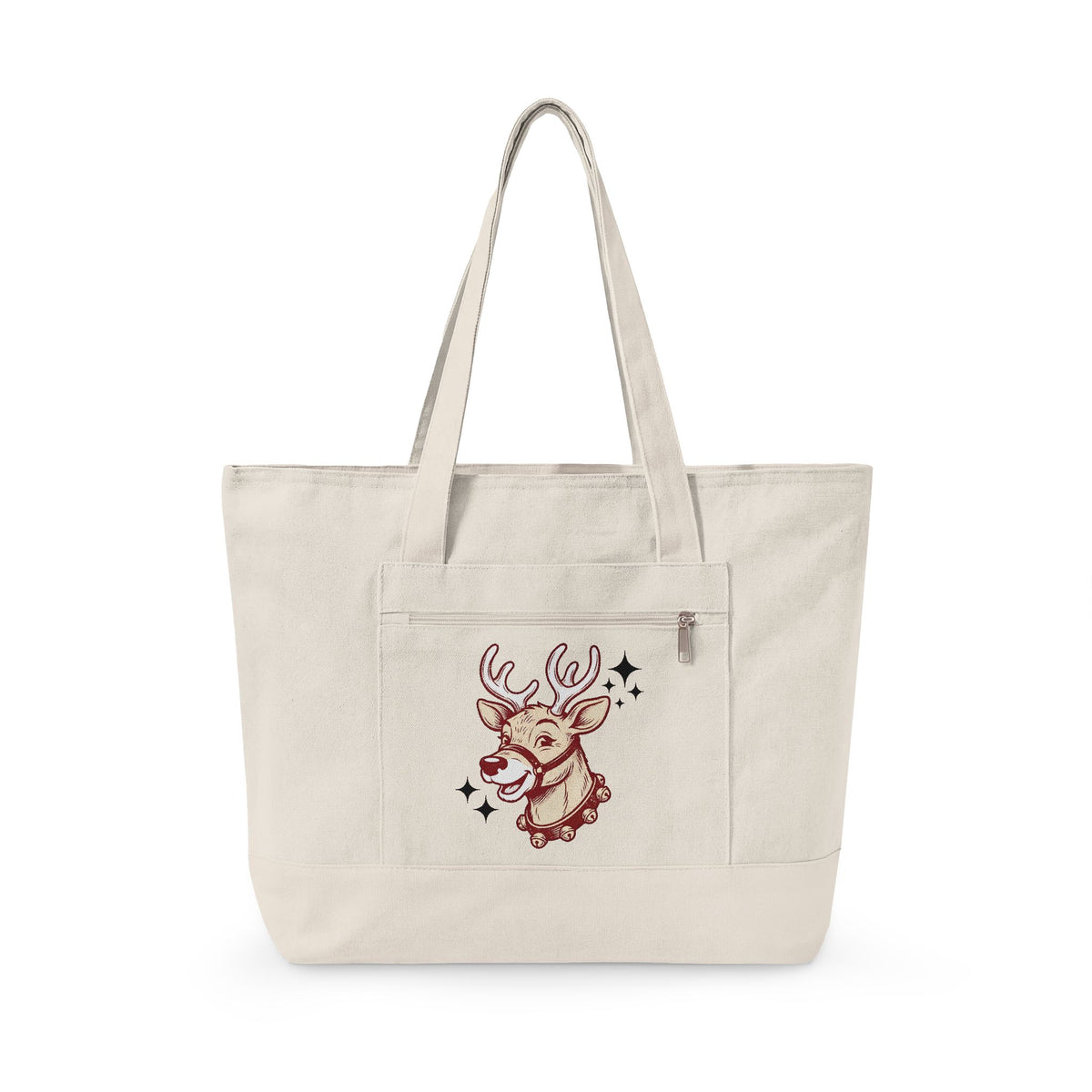 Reindeer Head Tote Bag Christmas Wildlife Gift Women Antique Tote Bag Caribou Tote Bag Xmas Fan Reindeer Graphic Tote Bag Classic Jingles Tote Bag