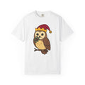 Owl Print T-Shirt Christmas Fauna Gift Women Playful T-Shirt Owl T-Shirt Christmas Fan Hoot Graphic Wildlife Illustration Fun Pine T-Shirt