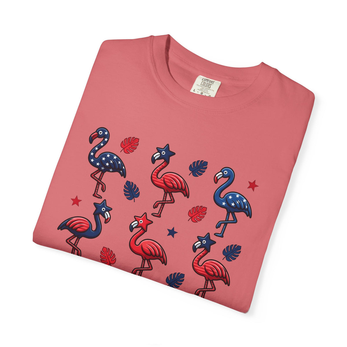 Flag Flamingo T-Shirt 4th Of July Holiday Gift Women Cartoonish T-Shirt Flamingo T-Shirt Independence Day Fan Retro T-Shirt Celebration Graphic Old
