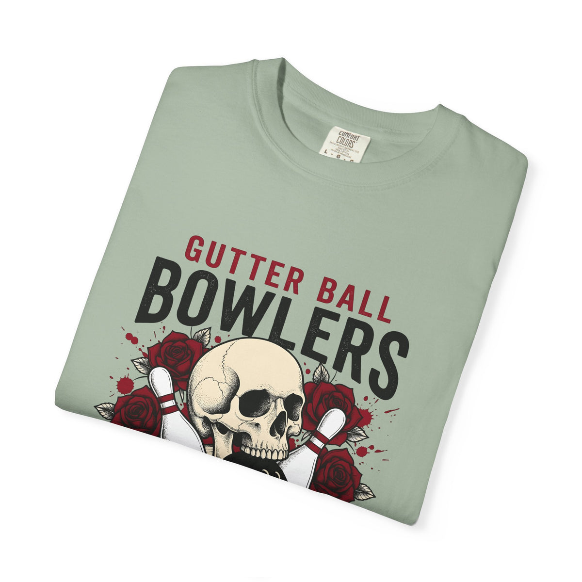 Skull Bowling Pins T-Shirt Bowling Humor Gift Women Tattoo T-Shirt Bowling Pin T-Shirt Bowling Fan Traditional T-Shirt Funny Graphic Vintage Roses