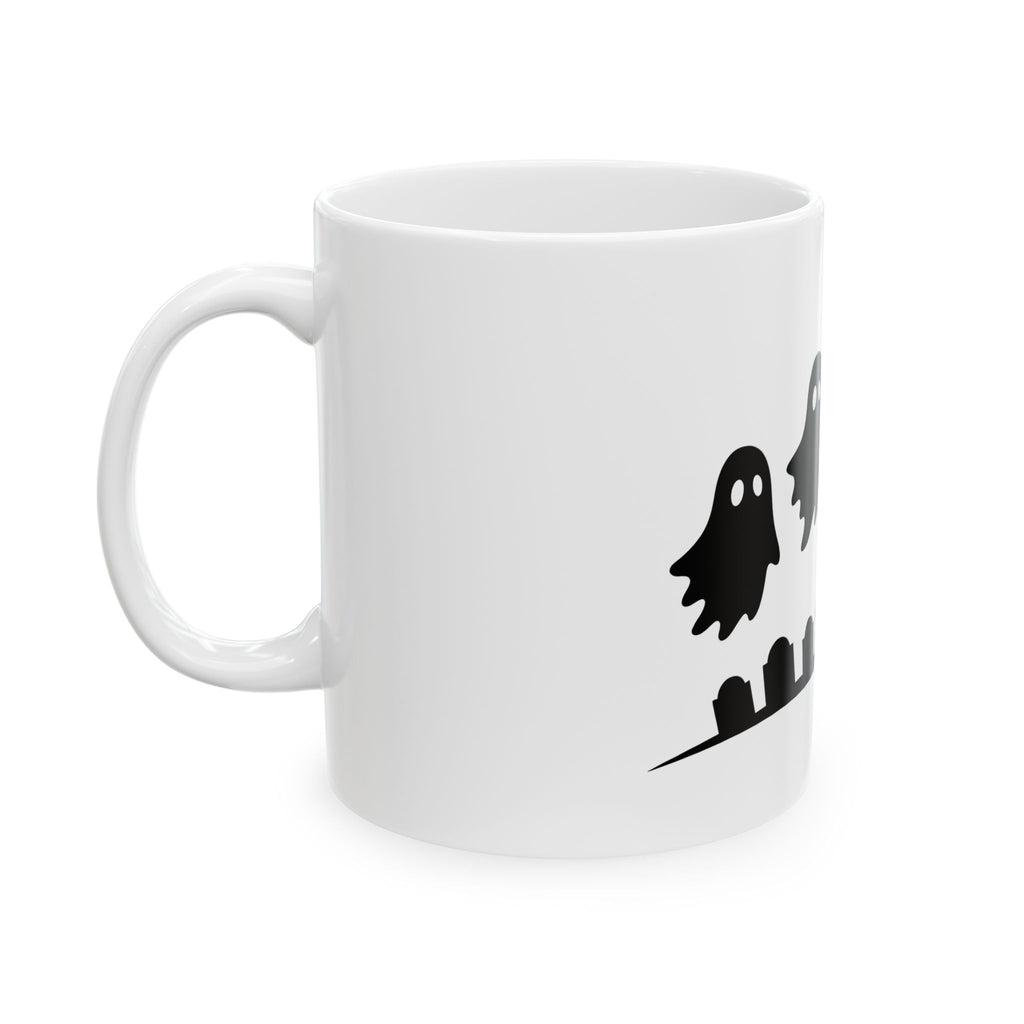 Ghost Halloween Spooky Gift Minimalist Specter Horror Fan Ghostly Creepy Silhouette Mug