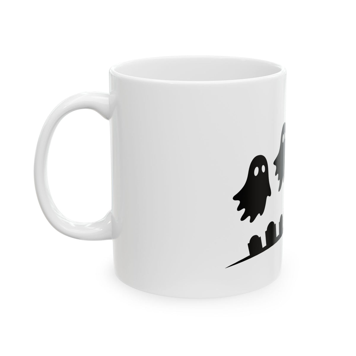 Ghost Halloween Spooky Gift Minimalist Specter Horror Fan Ghostly Creepy Silhouette Mug
