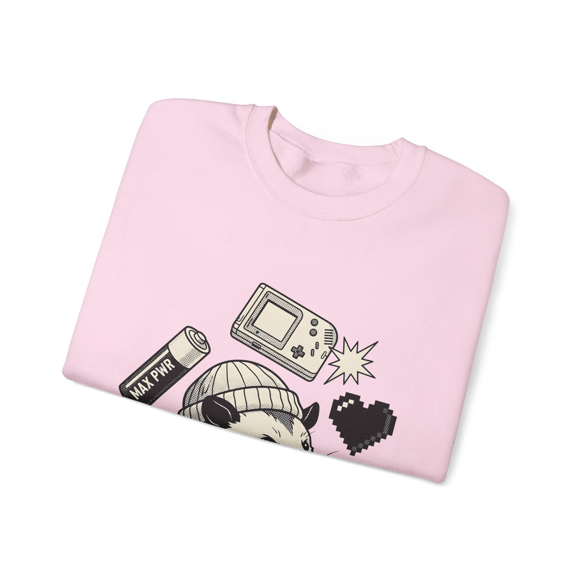 Possum Beanie Sweatshirt Funny Gaming Gift Women Comic Sweatshirt Opossum Sweatshirt Humor Fan Cartoon Sweatshirt Gamer Graphic Vintage Retro Game Console