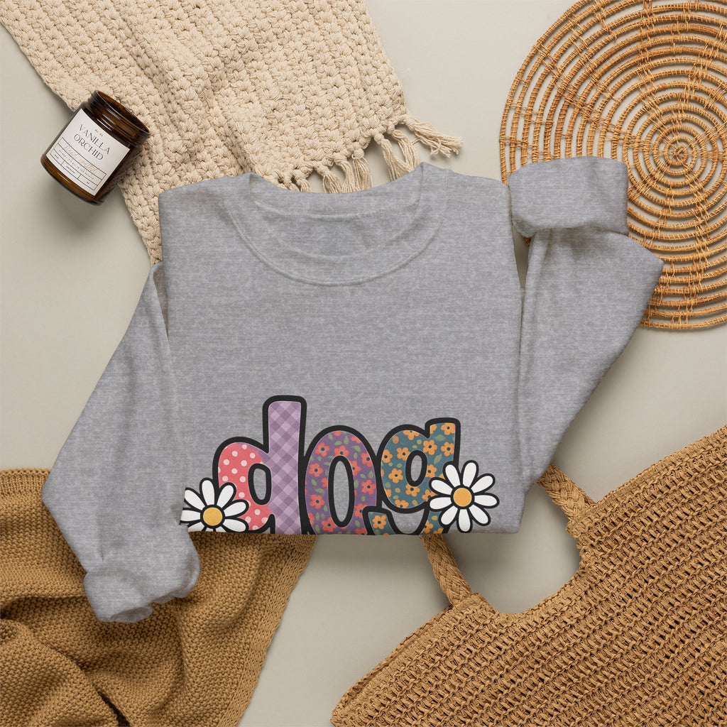 Floral Lettering Print Sweatshirt Dog Niece Gift Women Sketch Sweatshirt Typography Sweatshirt Dog Fan Hand Drawn Sweatshirt Niece Graphic Cartoon Chamomile