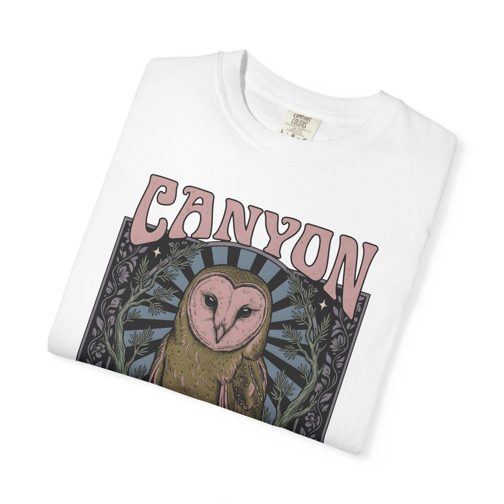 Barn Owl Boho Chic Fauna Gift Hand Drawn Owl Bohemian Fan Illustrated Colorful Blossom T-Shirt