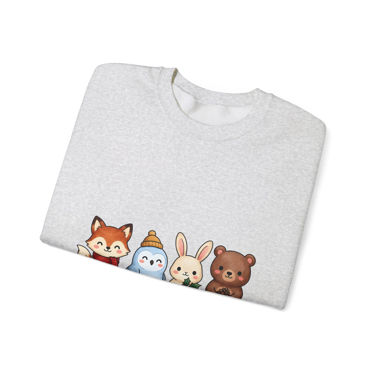 Forest Creatures Sweatshirt Christmas Wildlife Gift Women Adorable Sweatshirt Woodland Sweatshirt Xmas Fan Cute Sweatshirt Animal Graphic Comic Mistletoe