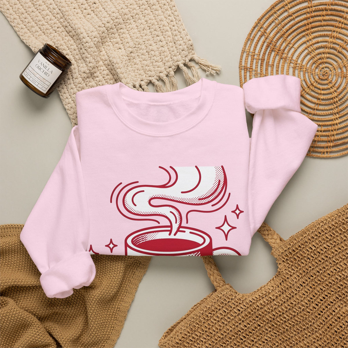 Coffee Cup Sweatshirt St. Valentine's Day Coffee Gift Women Pop Art Sweatshirt Sweatshirt Sweatshirt Valentine Fan Pop Art Sweatshirt Coffee Design Retro Stars Sweatshirt