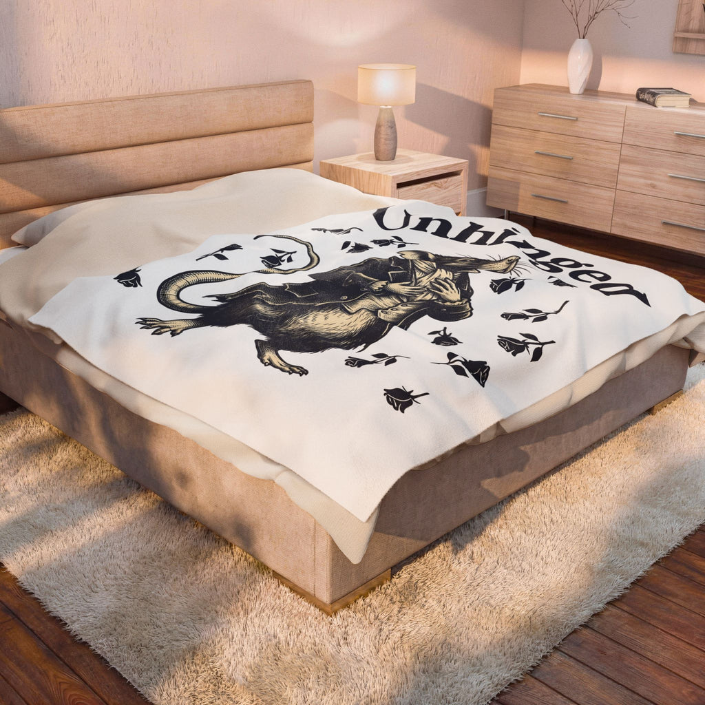 Dressed Mouse Blanket Funny Pet Gift Women Retro Blanket Mouse Blanket Humor Fan Vintage Blanket Animal Graphic Sketch Flower Blanket