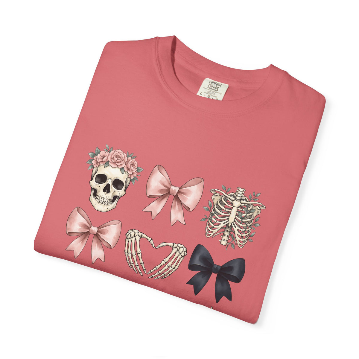 Skull Flower Halloween Dark Gift Watercolor Sugar Skull Horror Fan Gothic Dark Retro Bony T-Shirt