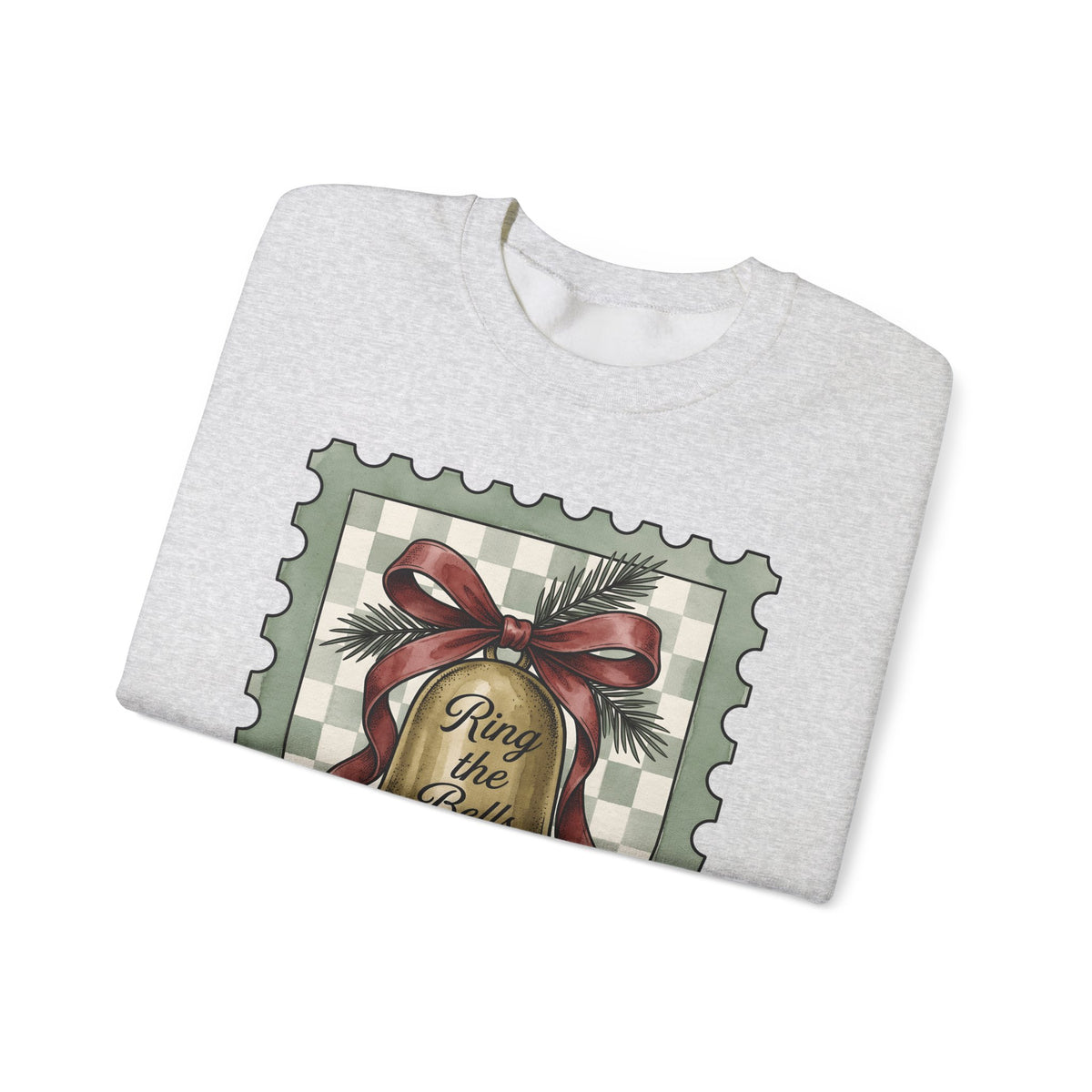 Festive Bell Sweatshirt Christmas Seasonal Gift Women Retro Sweatshirt Jingle Bell Sweatshirt Christmas Fan Vintage Sweatshirt Holiday Graphic Rustic Fir Twig