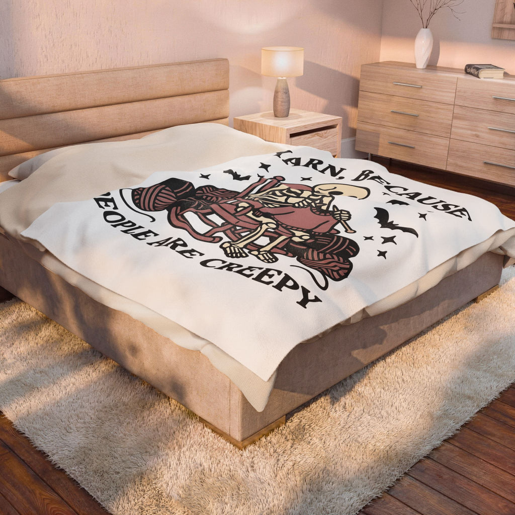 Skull Knitting Blanket Halloween Fabric Gift Women Comic Blanket Knitting Blanket Horror Fan Cartoon Blanket Textile Graphic Rustic Bat Wings