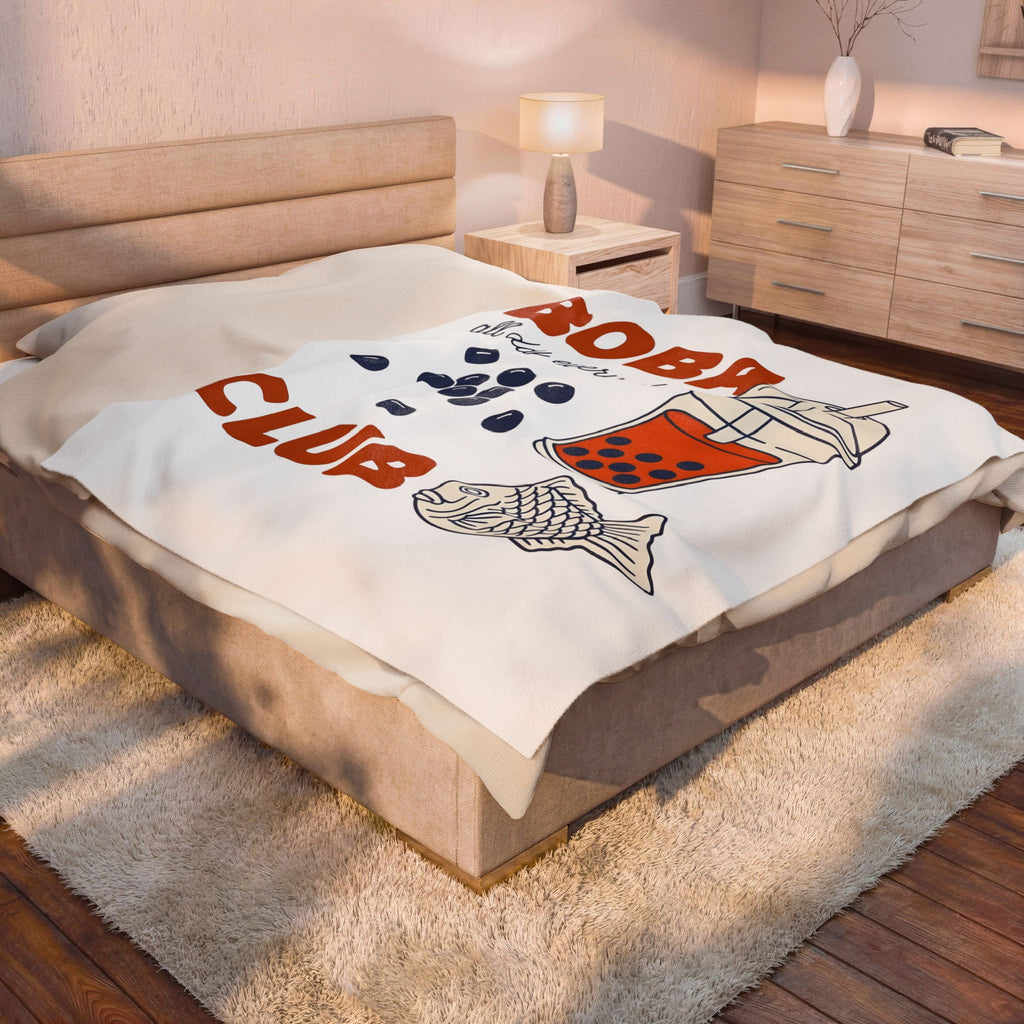Tapioca Tea Blanket Boba Dessert Gift Women Hand Drawn Blanket Bubble Tea Blanket Boba Fan Hand Drawn Blanket Sweet Graphic Line Art Carp Blanket