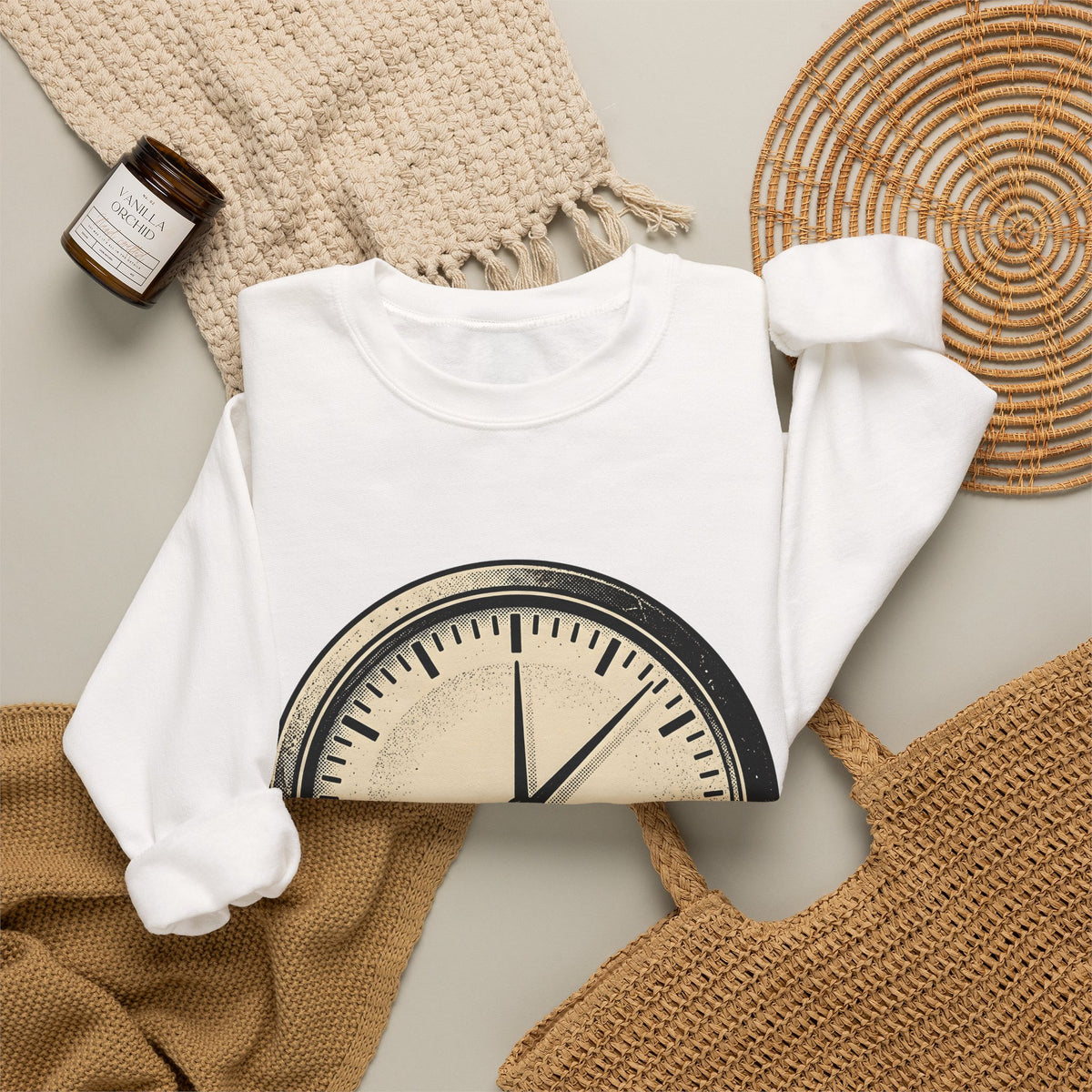 Analog Clock Sweatshirt Sports Encouragement Gift Women Aged Sweatshirt Timepiece Sweatshirt Athlete Fan Vintage Sweatshirt Motivational Graphic Clean Clock