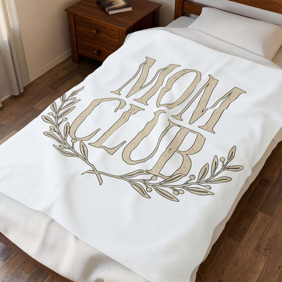 Floral Print Blanket Moms Kin Gift Women Classic Blanket Flower Blanket Motherhood Fan Vintage Blanket Family Graphic Outline Greenery Stems Blanket