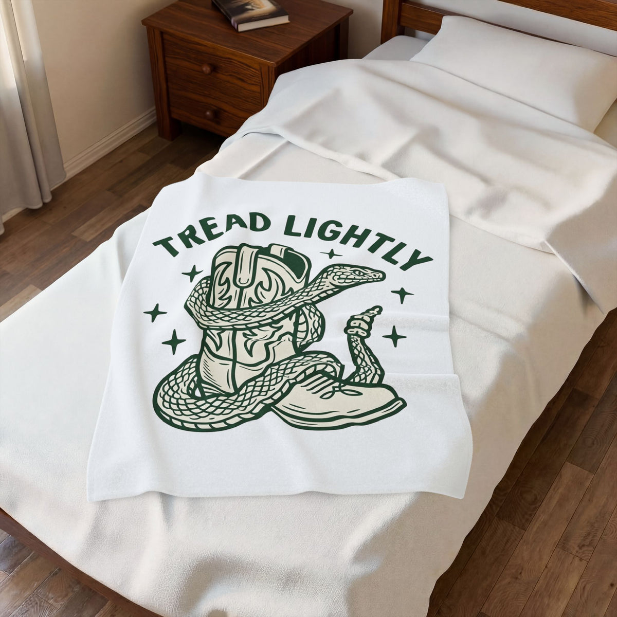 Serpent Cowboy Boot Western Camping Gift Rustic Snake Boot Cowboy Fan Country Outdoor Retro Blanket