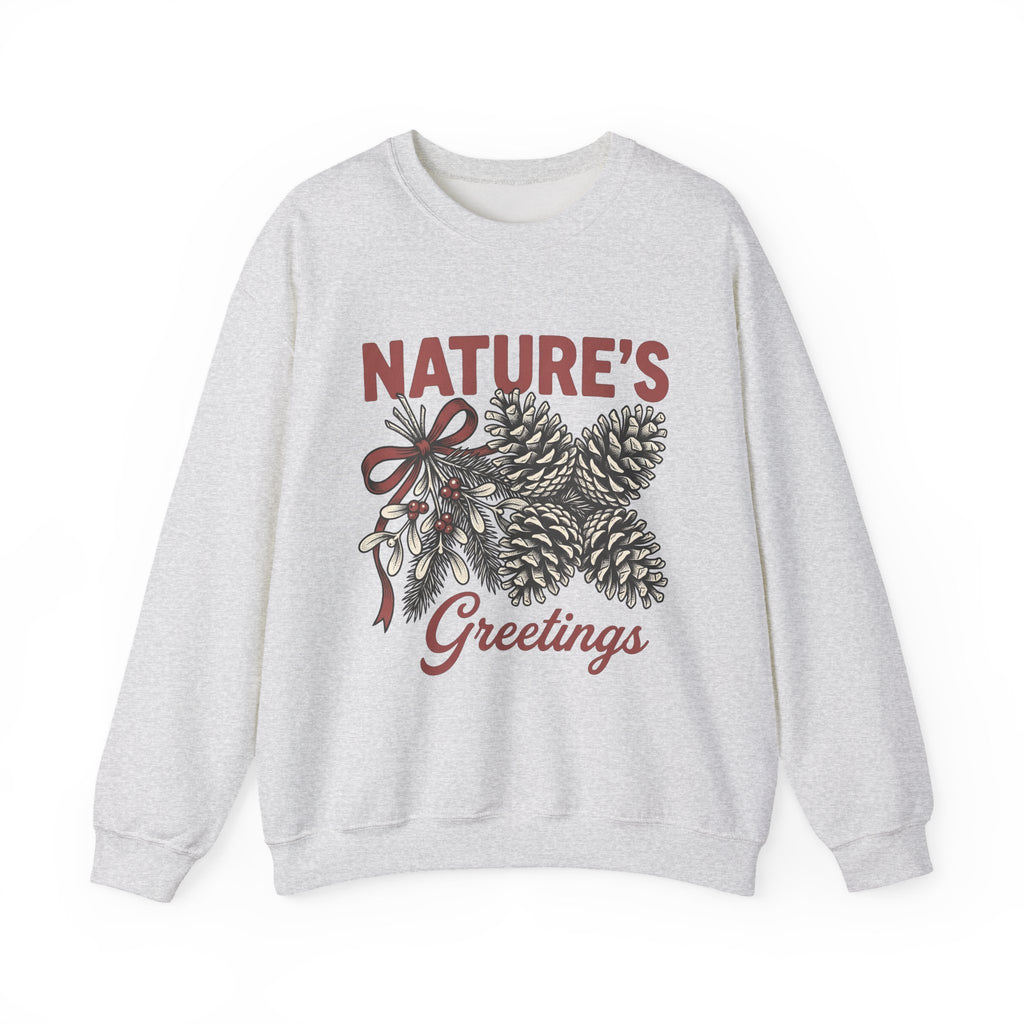 Pinecone Twig Sweatshirt Christmas Outdoors Gift Women Retro Sweatshirt Branch Sweatshirt Xmas Fan Evergreen Graphic Sweatshirt Sketch Ribbon Sweatshirt