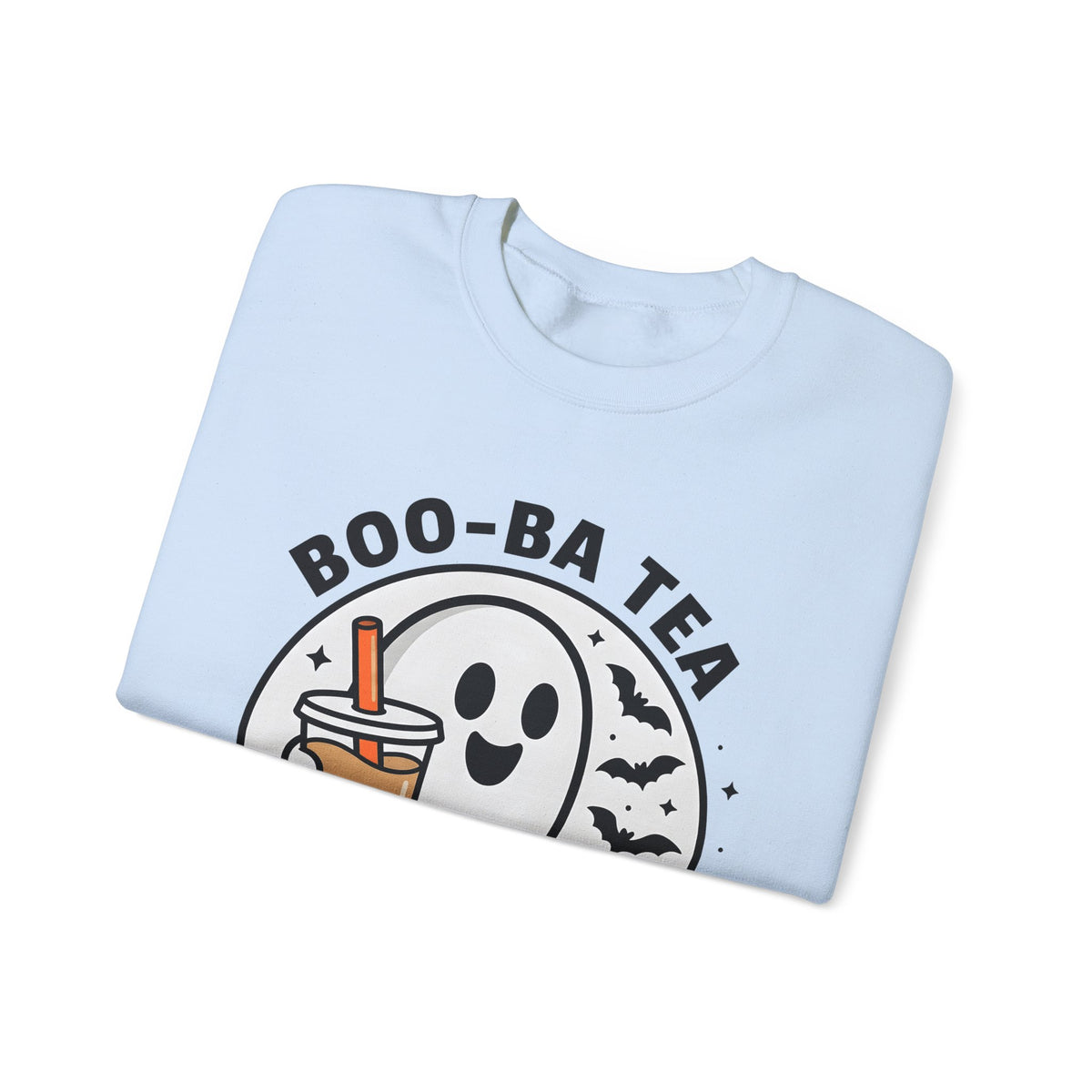 Ghost Bubble Tea Sweatshirt Halloween Cuisine Gift Women Charming Sweatshirt Boba Sweatshirt Halloween Fan Cute Sweatshirt Food Graphic Animated Bats