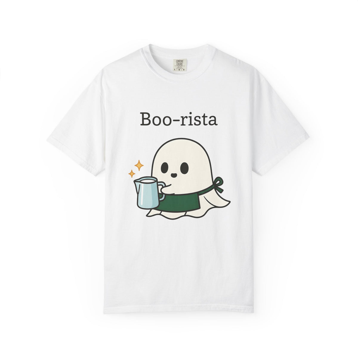 Ghost Barista T-Shirt Coffee Halloween Gift Women Cute T-Shirt Specter T-Shirt Coffee Fan Kawaii T-Shirt Spooky Graphic Cartoon Coffee T-Shirt T-Shirt