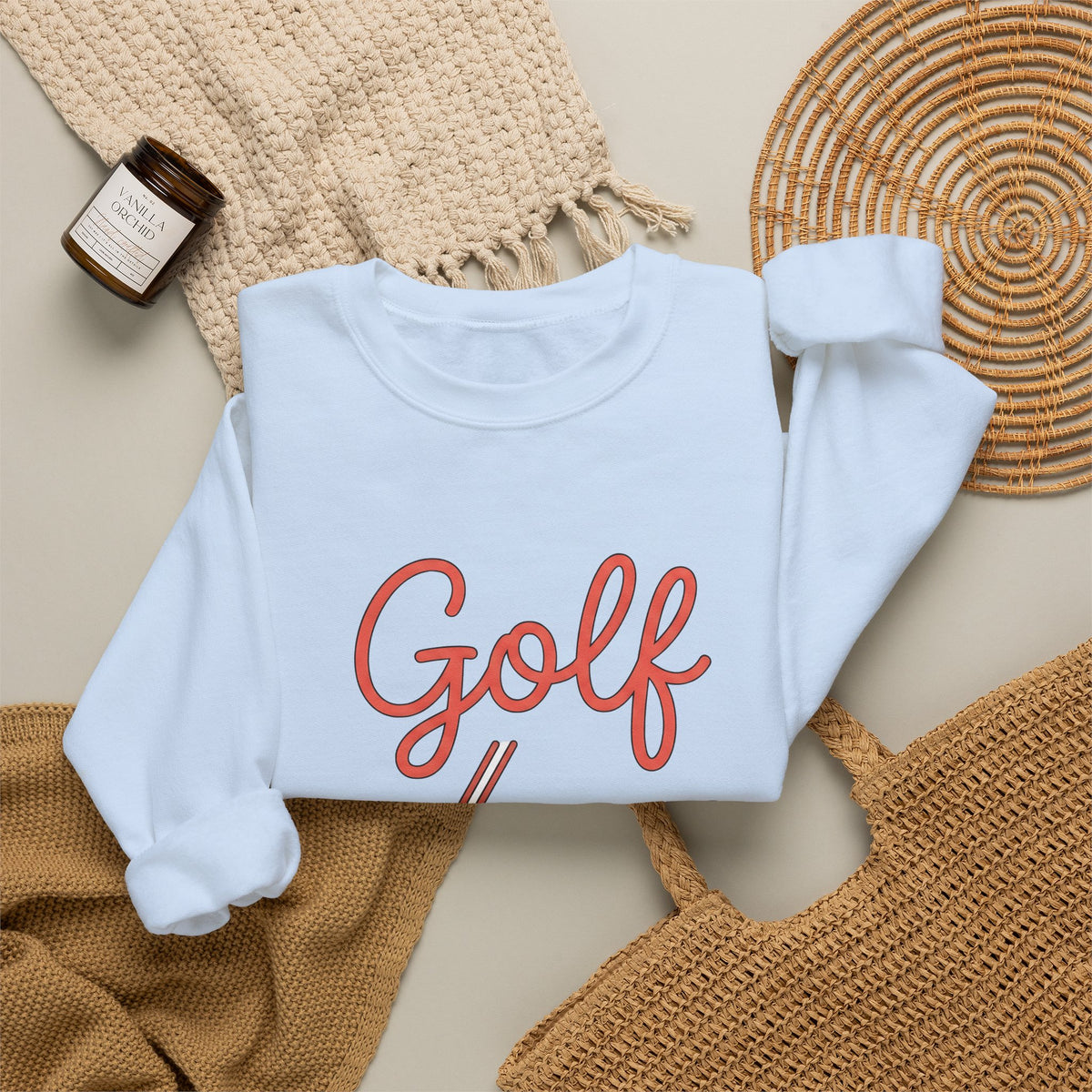 Golf Athlete Sweatshirt Golf Pastime Gift Women Simple Design Sweatshirt Golfer Sweatshirt Golfing Enthusiast Minimalist Sweatshirt Leisure Graphic Outline