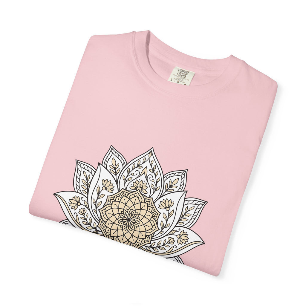 Mandala Bloom T-Shirt Boho Chic Mindfulness Gift Women Folk T-Shirt Flower T-Shirt Bohemian Enthusiast Tribal T-Shirt Meditation Graphic Clean