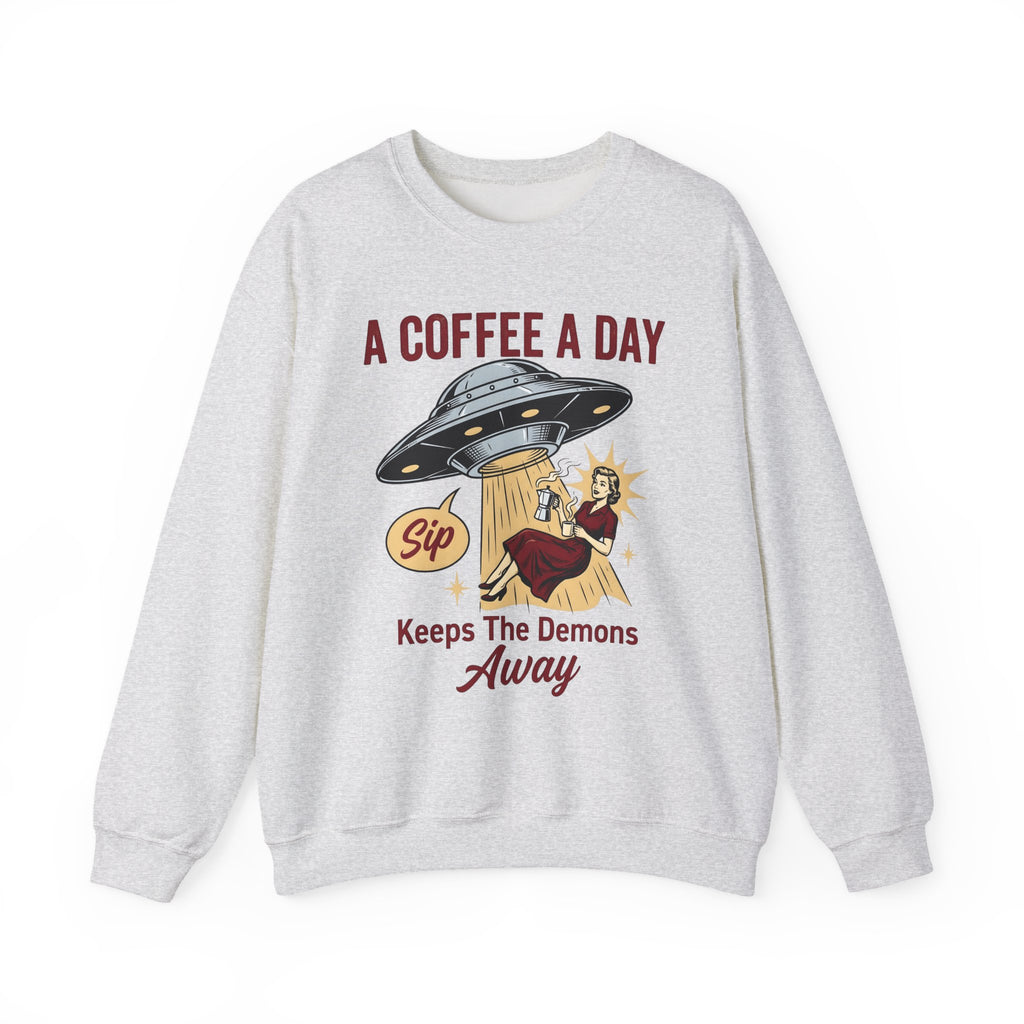 Ufo Coffee Woman Sweatshirt Coffee Alien Gift Women Retro Sweatshirt Alien Sweatshirt Coffee Fan Retro Sweatshirt Extraterrestrial Graphic Vintage Spaceship