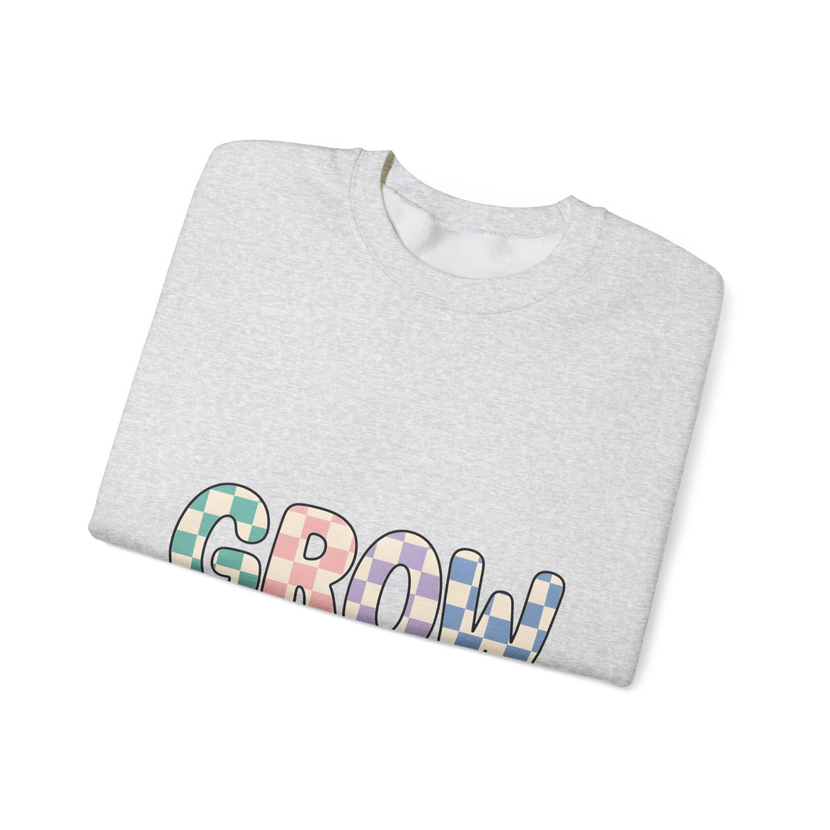 Checkered Letters Sweatshirt Teacher Positivity Gift Women Playful Sweatshirt Alphabet Sweatshirt Educator Enthusiast Fun Sweatshirt Optimistic Graphic Retro