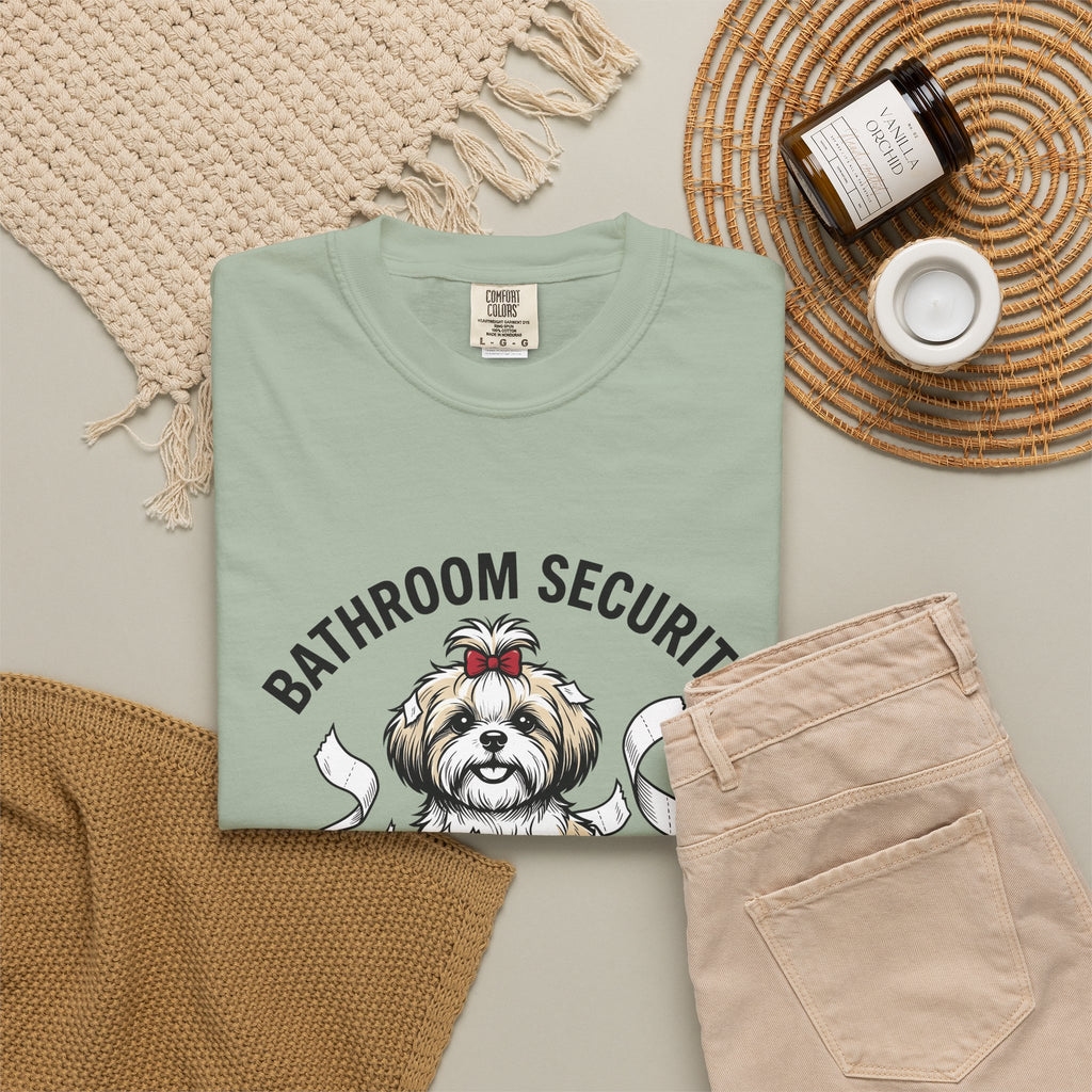 Shih Tzu Puppy T-Shirt Dog Joke Gift Women Comic T-Shirt Puppy T-Shirt Dog Fan Cartoon T-Shirt Humor Graphic Sketch Bathroom Paper T-Shirt