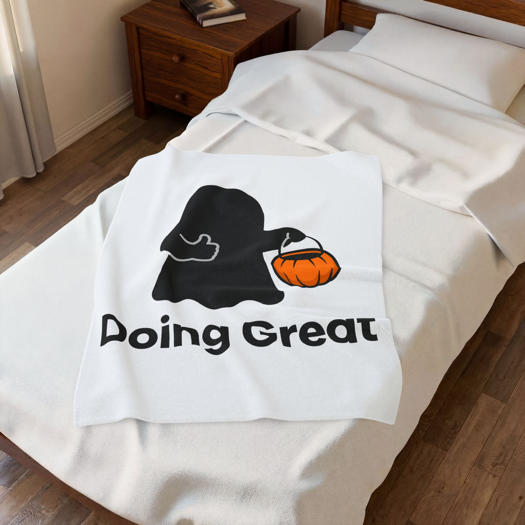 Ghost Halloween Satire Gift Specter Horror Fan Spooky Parody Plain Halloween Blanket