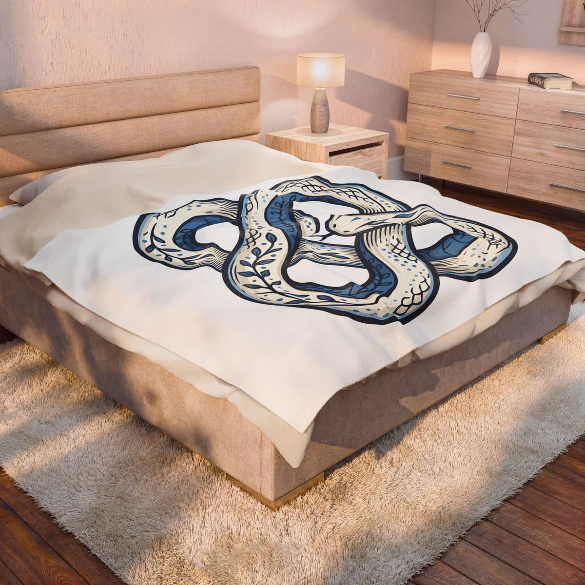 Magical Serpent Blanket Boho Chic Mysticism Gift Women Primitive Blanket Snake Blanket Bohemian Fan Naive Blanket Occult Graphic Body Art All