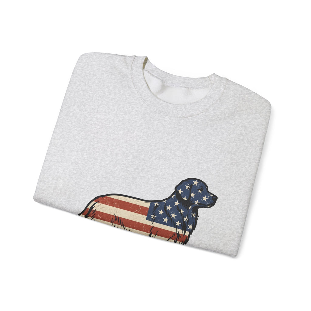 Golden Retriever Sweatshirt 4th Of July Pets Gift Women Retro Sweatshirt Dog Sweatshirt Independence Day Fan Vintage Sweatshirt Animal Graphic Sketch Usa Flag