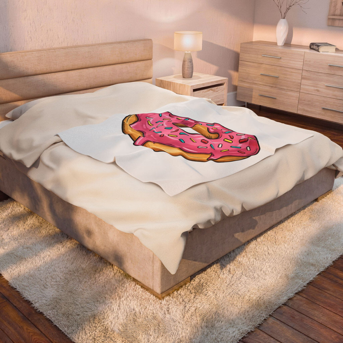 Donut Image Blanket Desserts Cuisine Gift Women Comic Blanket Doughnut Blanket Pastry Fan Cartoon Blanket Food Graphic Modern Nonpareils Blanket