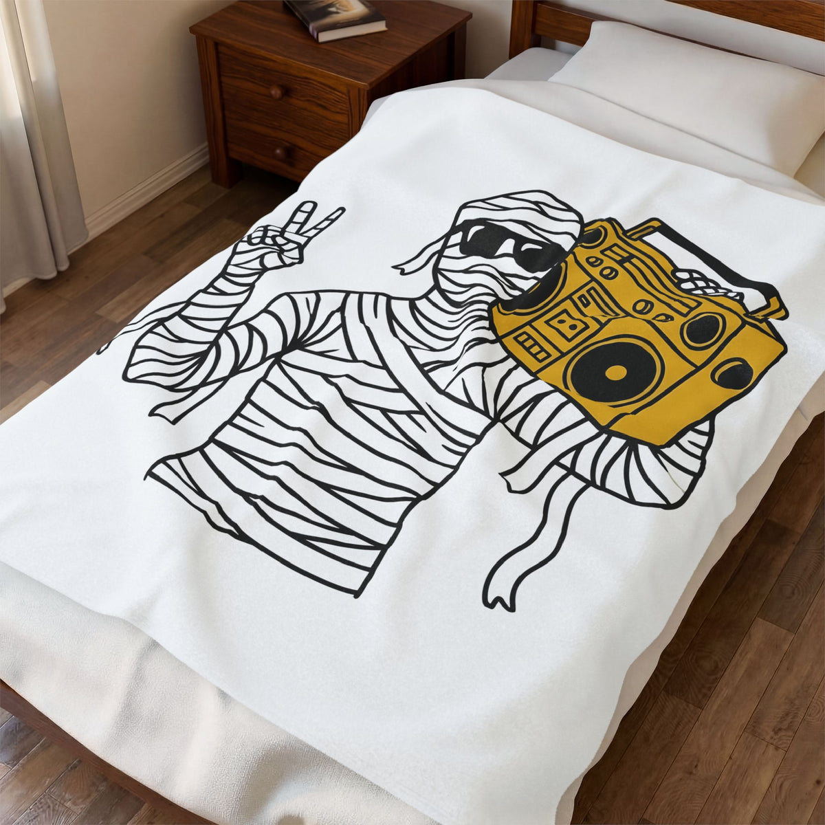 Mummy Boombox Halloween Audio Gift Sketch Wrapped Mummy Horror Fan Monster Drawing Old Blanket
