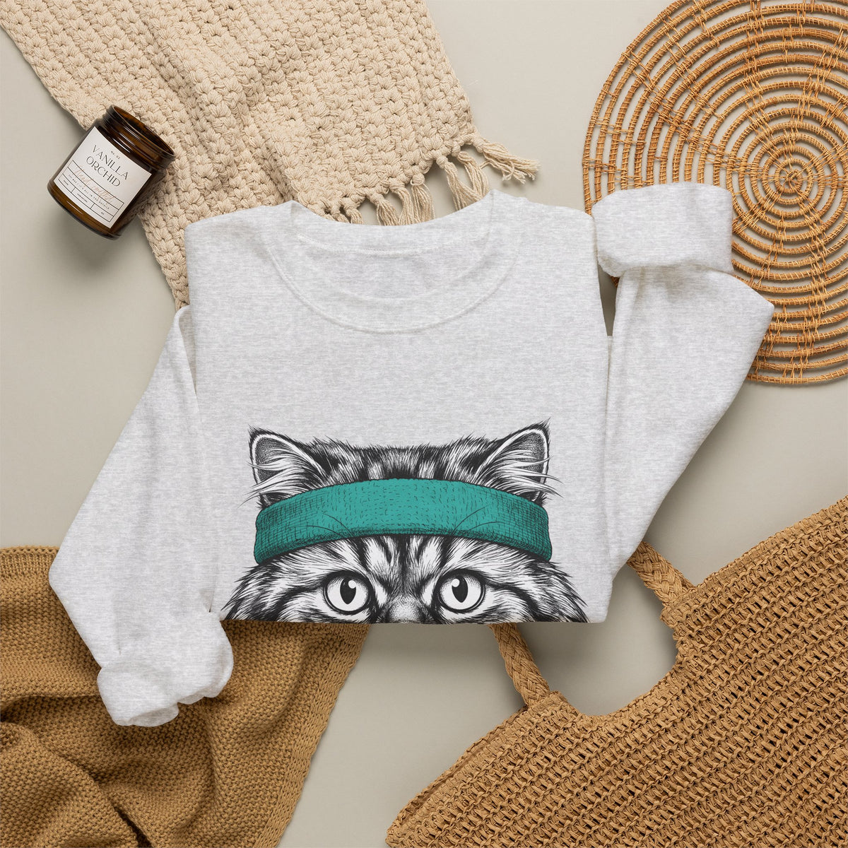 Striped Cat Sweatshirt Cat Pet Supplies Gift Women Doodle Sweatshirt Tabby Cat Sweatshirt Cat Fan Feline Sweatshirt Pet Accessories Graphic Minimalist Headwrap