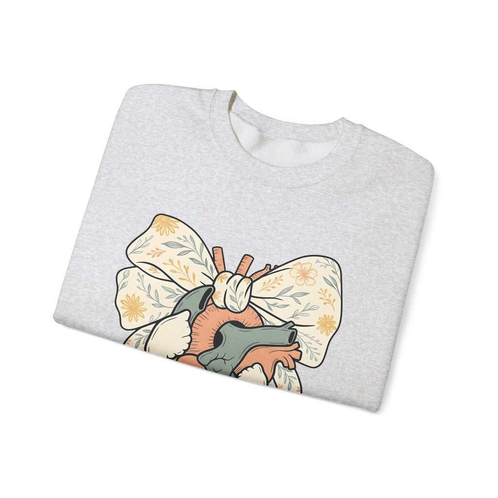 Realistic Heart Sweatshirt Nurses Medicine Gift Women Flower Sweatshirt Heart Sweatshirt Nurse Enthusiast Floral Sweatshirt Medical Graphic Classic Knot Sweatshirt