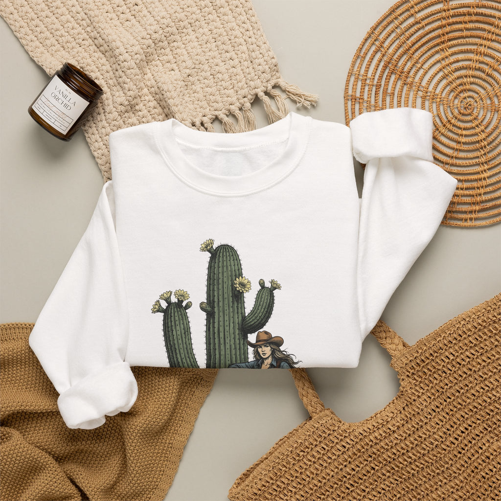 Cowgirl Cactus Cowgirl Ranch Gift Western Prickly Pear Cowboy Fan Rodeo Farm Vintage Saddle Sweatshirt