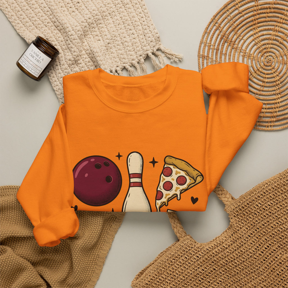 Bowling Ball Pins Sweatshirt Bowling Cuisine Gift Women Classic Sweatshirt Bowling Pins Sweatshirt Bowler Fan Vintage Sweatshirt Food Graphic Old School