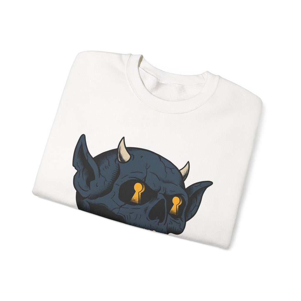 Devil Skull Sweatshirt Halloween Horror Gift Women Tattoo Sweatshirt Skull Sweatshirt Horror Fan Scary Graphic Sweatshirt Retro Teeth Sweatshirt