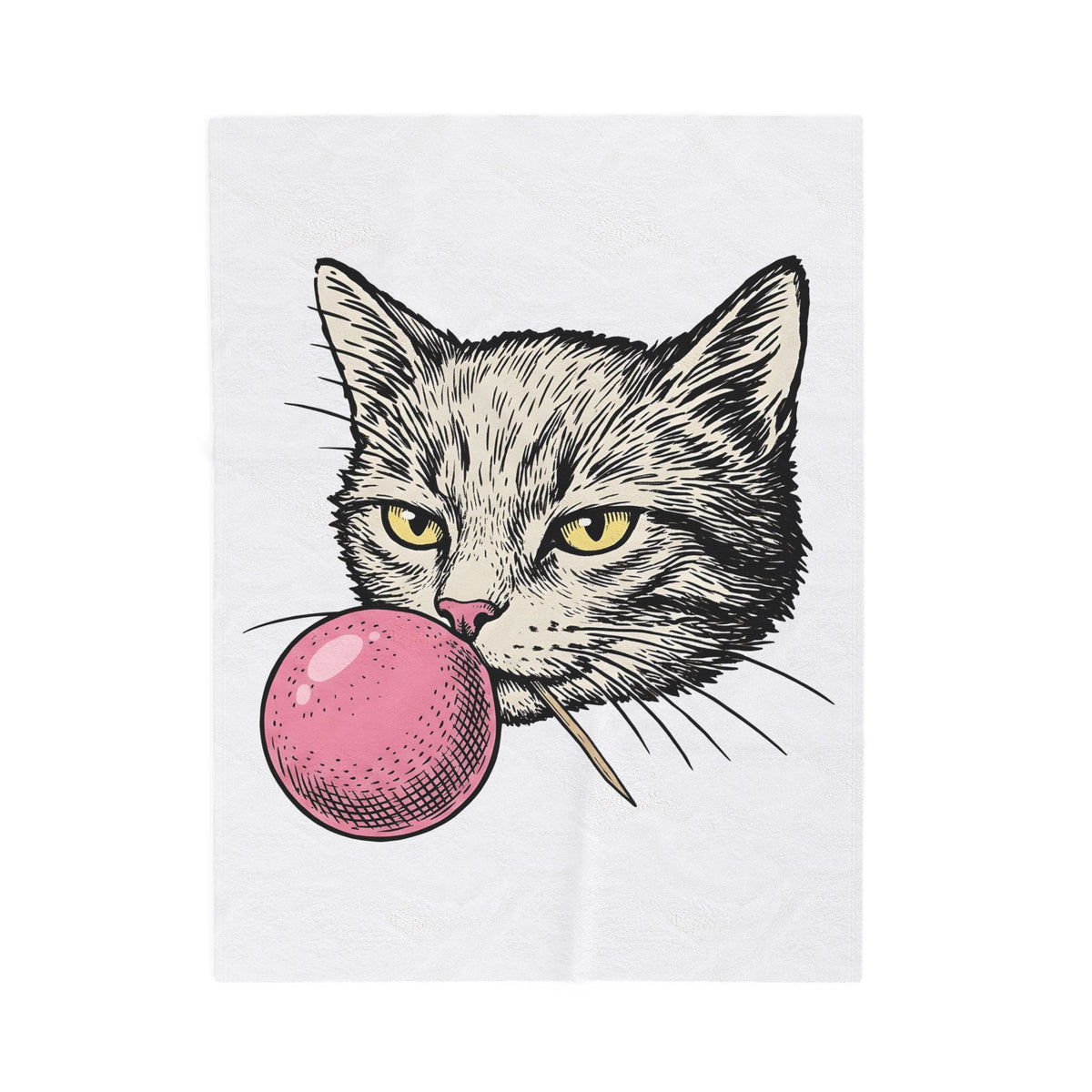 Cat Face Blanket Cat Jokes Gift Women Sketch Blanket Kitten Blanket Feline Fan Drawing Graphic Retro Chewing Gum Blanket